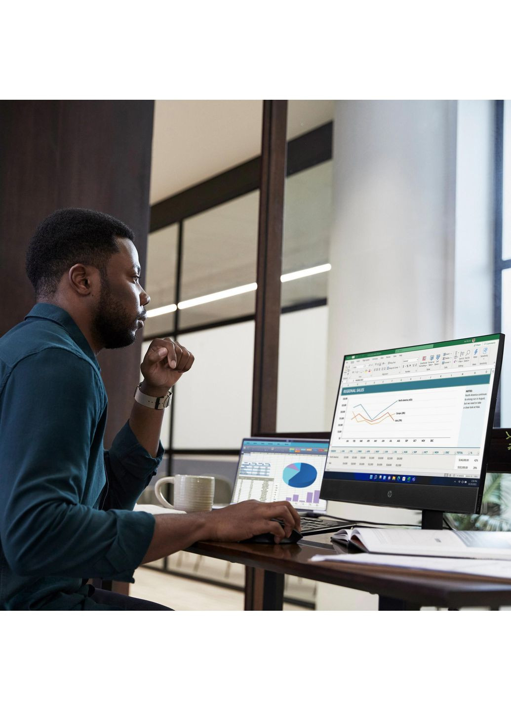 Комп'ютер персональний моноблок ProOne 440-G9 23.8" FHD IPS AG, Intel i5-14500, 16GB, F512GB, UMA, WiFi, 3р, Win11P, чорний HP (370620706)