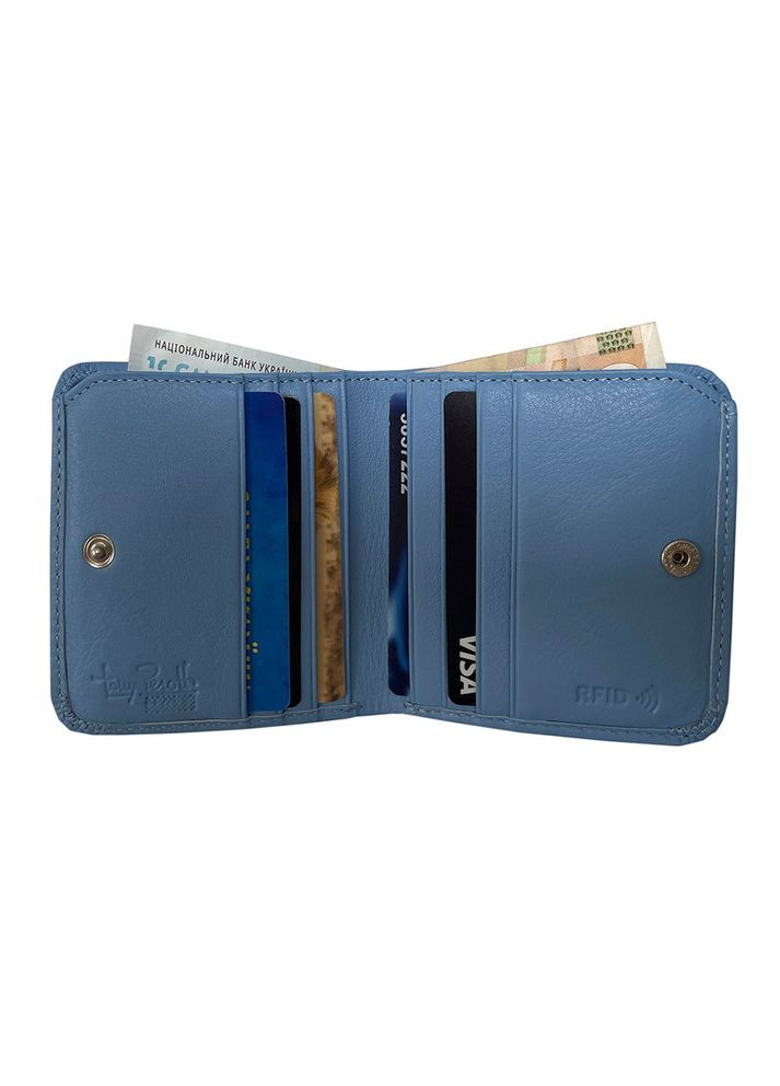 Жіночий шкіряний міні гаманець блакитного кольору Contatto 1858S-D+RFID baby Tony Perotti (370051059)