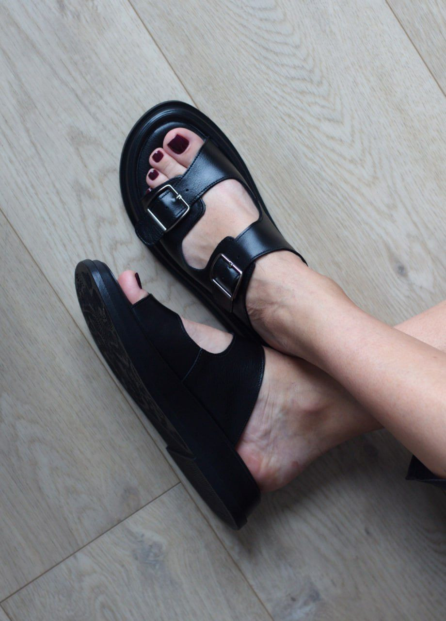 Черные шлепки женские No Brand с пряжкой