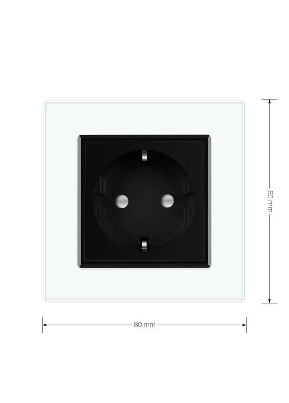 Електрична розетка з заземленням, чорна з білою рамкою, шторки, скло, 250В 16А (VL-C7C1EU-11/12) Livolo (371260603)