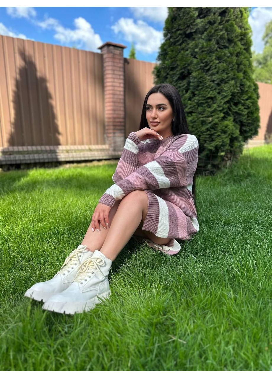 Пудрова кежуал жіноча сукня сукня светр No Brand в смужку