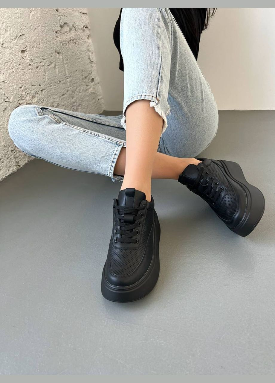 Черные женские кроссовки натуральная кожа No Brand