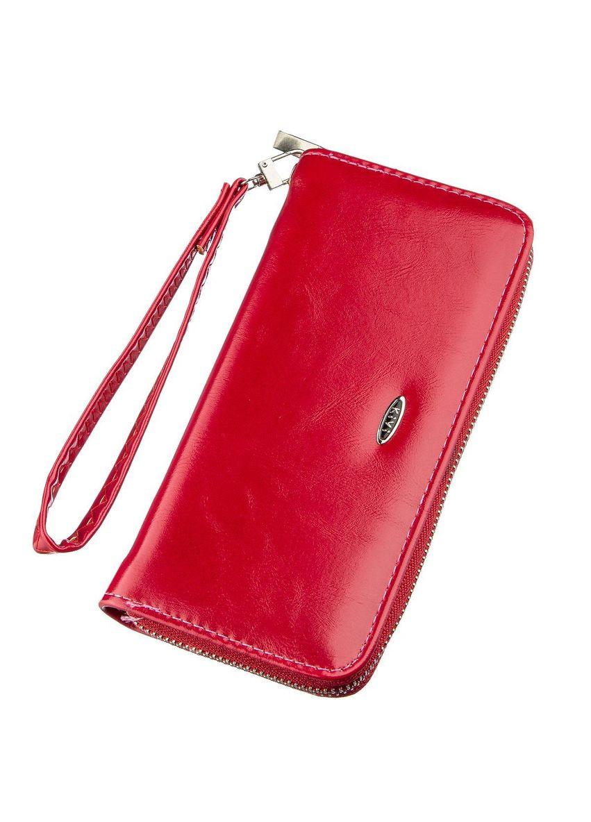 Жіночий гаманець на одну блискавку з екошкіри гладкий з монетницею 19037 Рожевий KIVI (306882150)