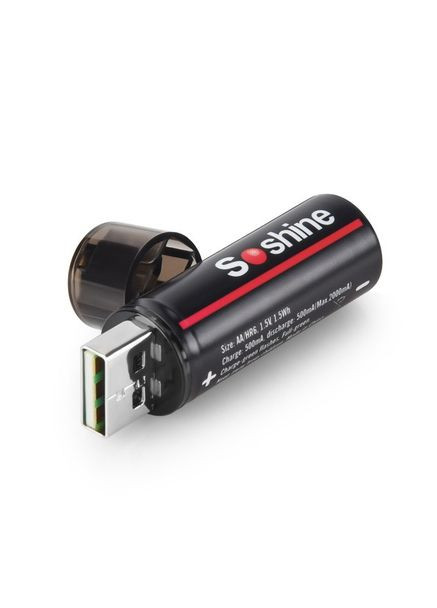 Аккумулятор Li-ion 14500/AA 1.5V 1500mWh/1000mAh (AAUSBA-1.5-1500) Soshine (370778398)