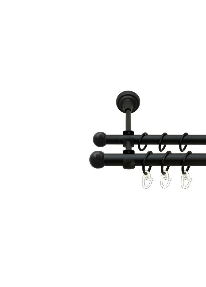 Карниз Шар Болонь металлический двухрядный открытый гладкая труба Черный Бархат 19\16 мм 200 см (00-00020942) ORVIT (300689214)