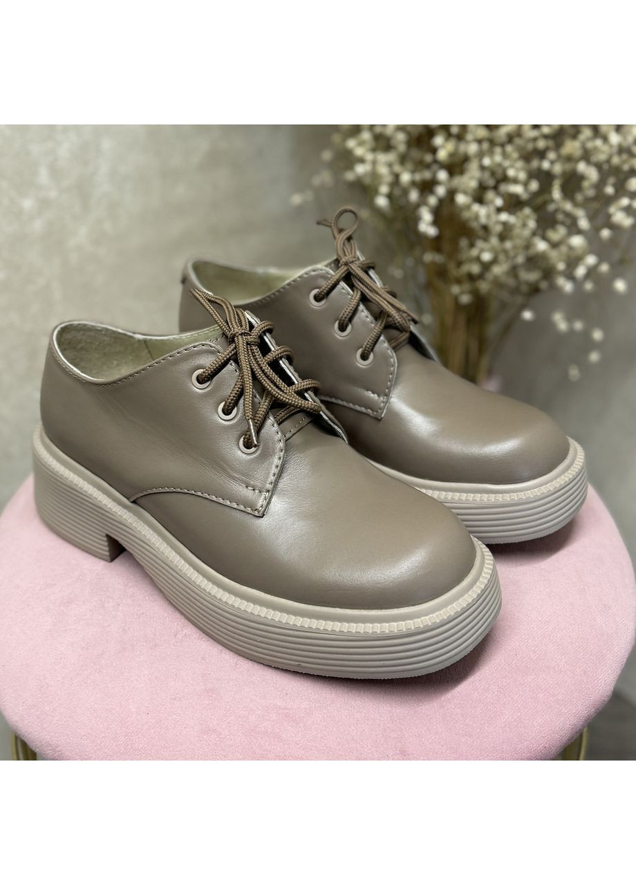 Vasha para Туфли женские кожаные, на шнуровке. Цвет визон. 37 размер комбинированный з, украина — демисезон (367583194)