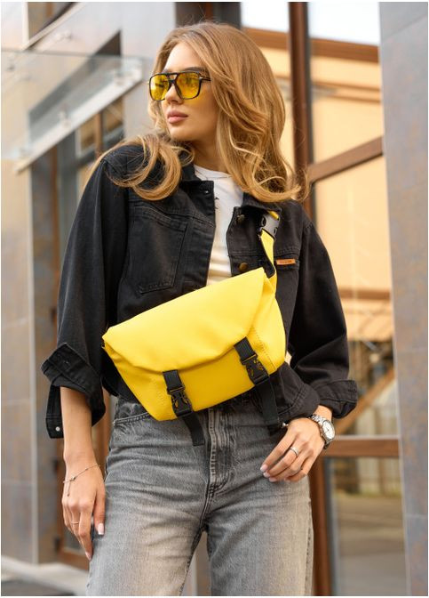 Жіноча сумка бананка через плече з екошкіри Жовта (798033722) Sambag (360752343)