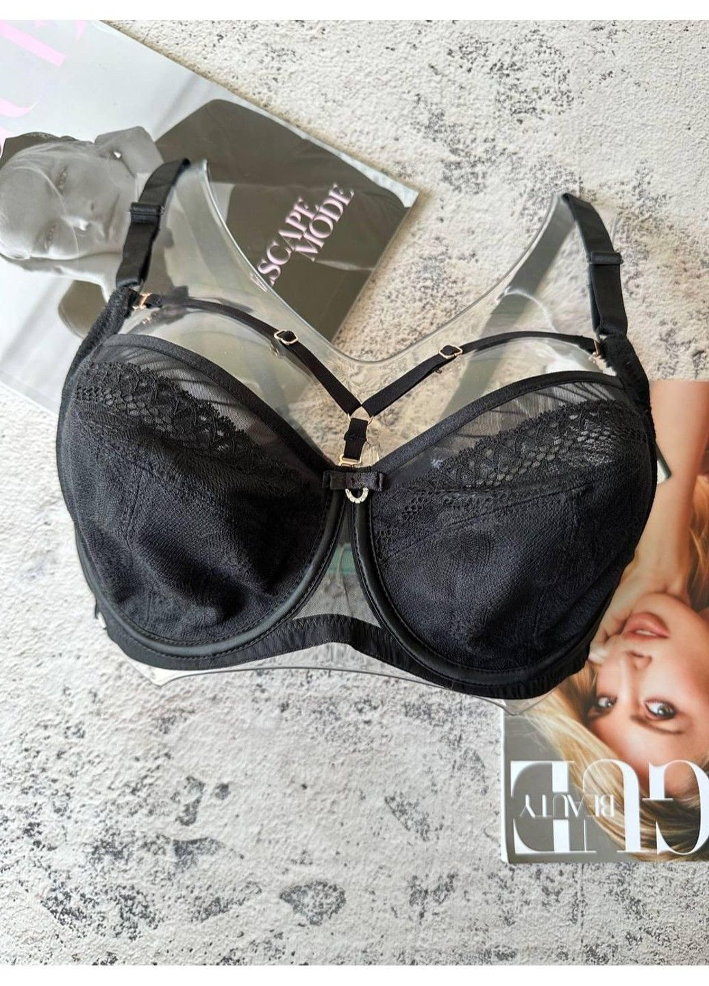 Чорний чорний бюстгальтер без поролону зі стрепами Lanny Mode
