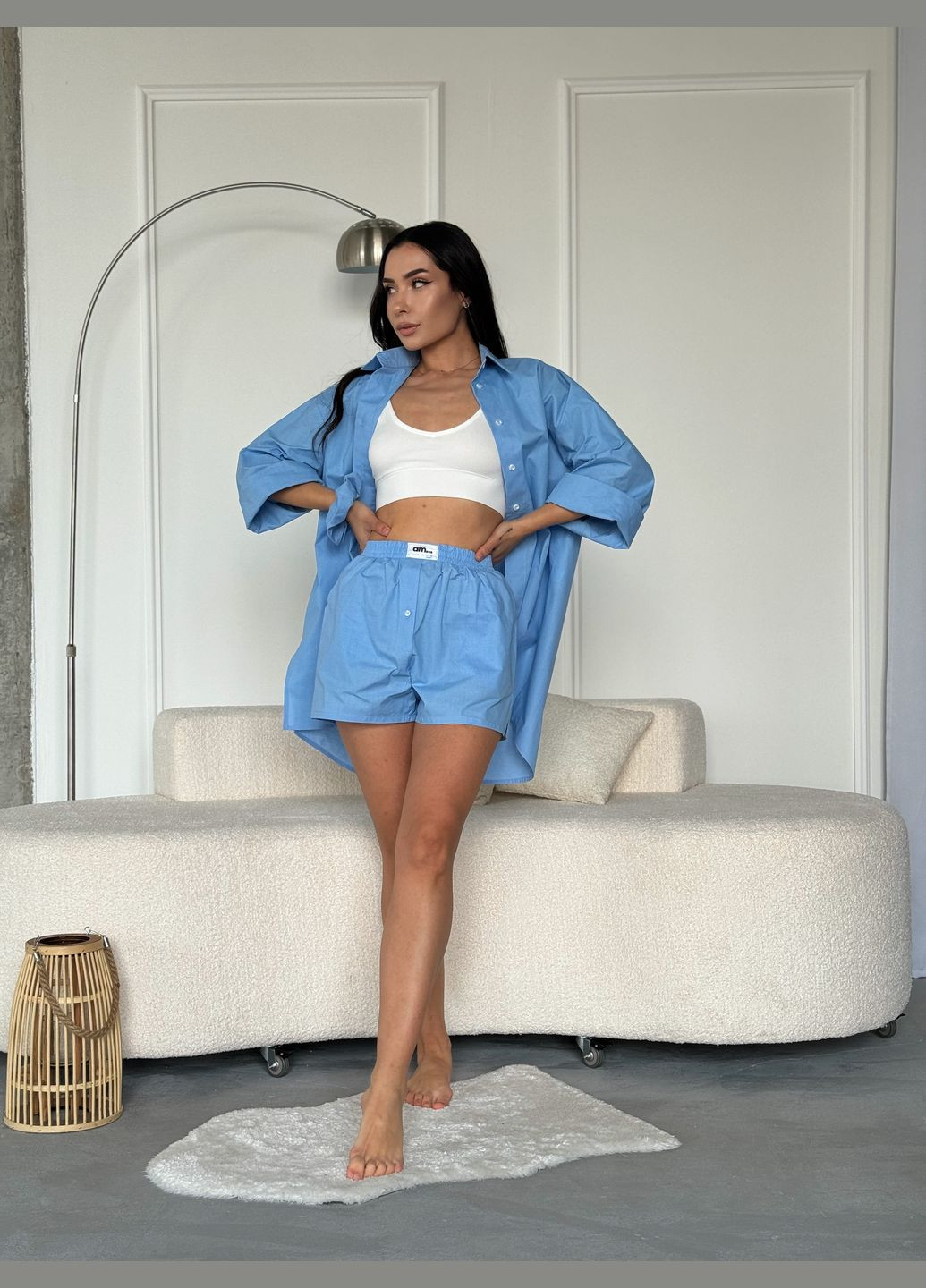 Жіночі шорти блакитного кольору 27448 No Brand (348779790)