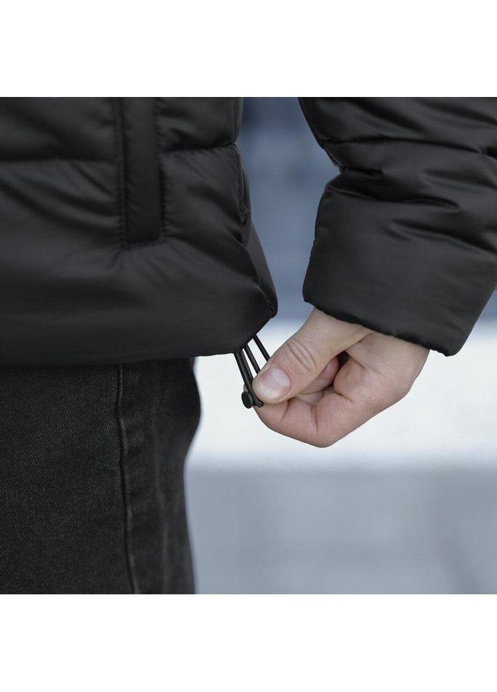 Чорна зимня чоловіча зимова куртка плащівка на пуху чорна Freedom