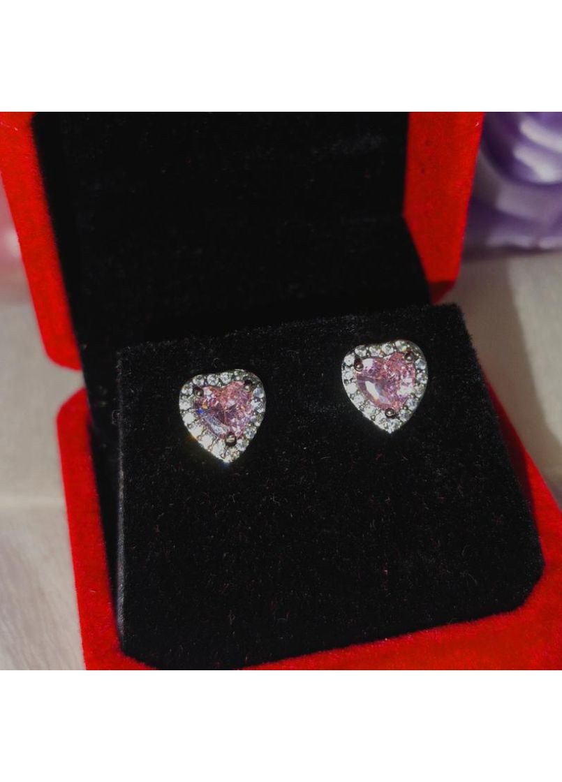 Сережки із сердечками пандора, сережки рожеві сердечка, сережки сердечко, сережки рожеве серце, сережки з камінцями, сережки Рож Fashion Jewelry (366817803)