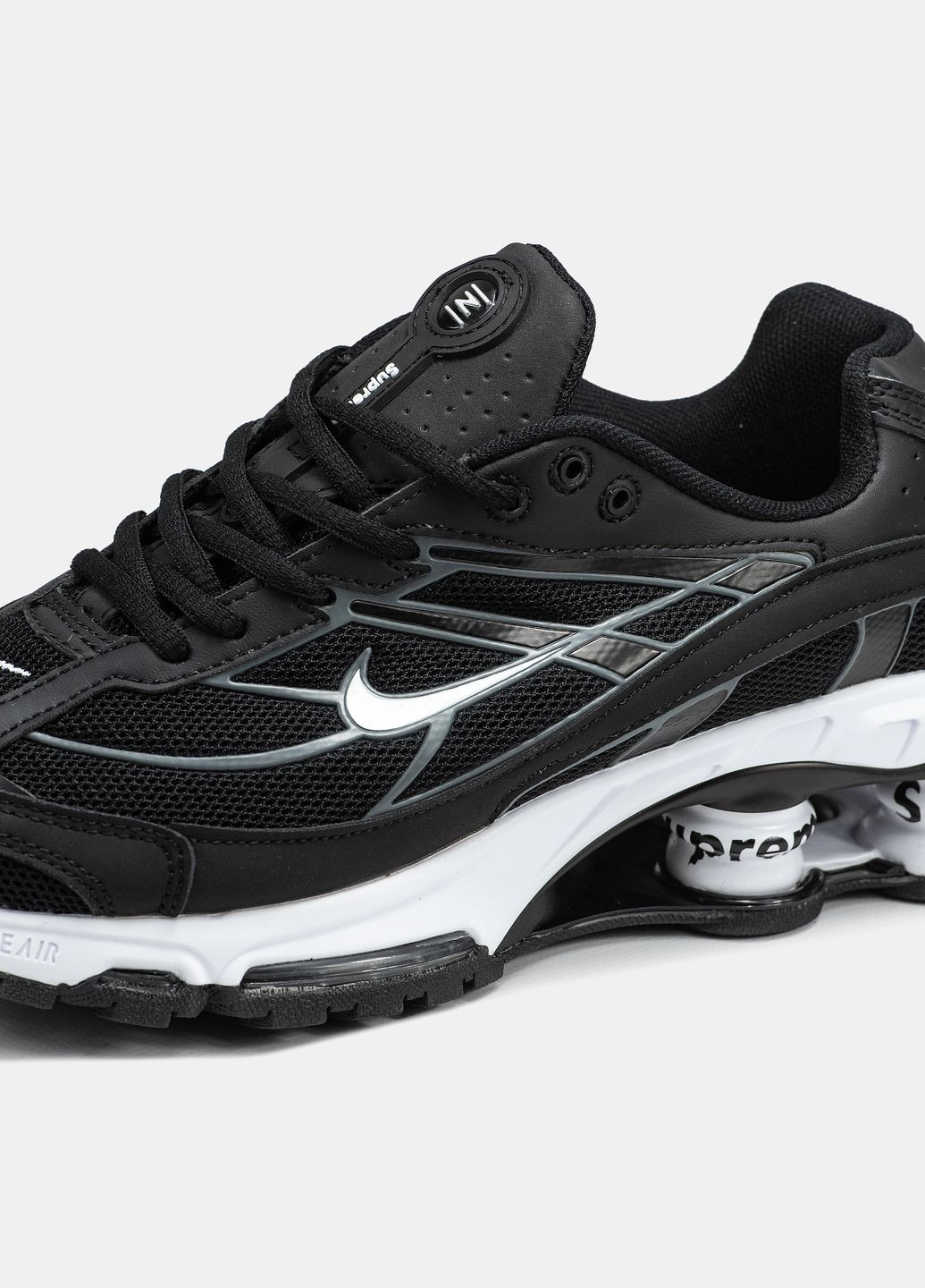 Черные демисезонные кроссовки мужские nike shox ride 2 supreme black white | найк шокс райд 2 черные No Brand