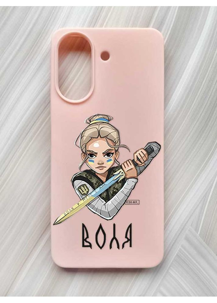 Матовый розовый чехол на Xiaomi Redmi 13C / Poco C65 Украинская защитница (принт 170) Creative (355396641)