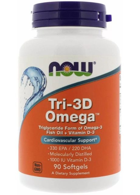 Риб'ячий жир Омега Tri-3D Omega 90 капсул Now Foods (357343130)