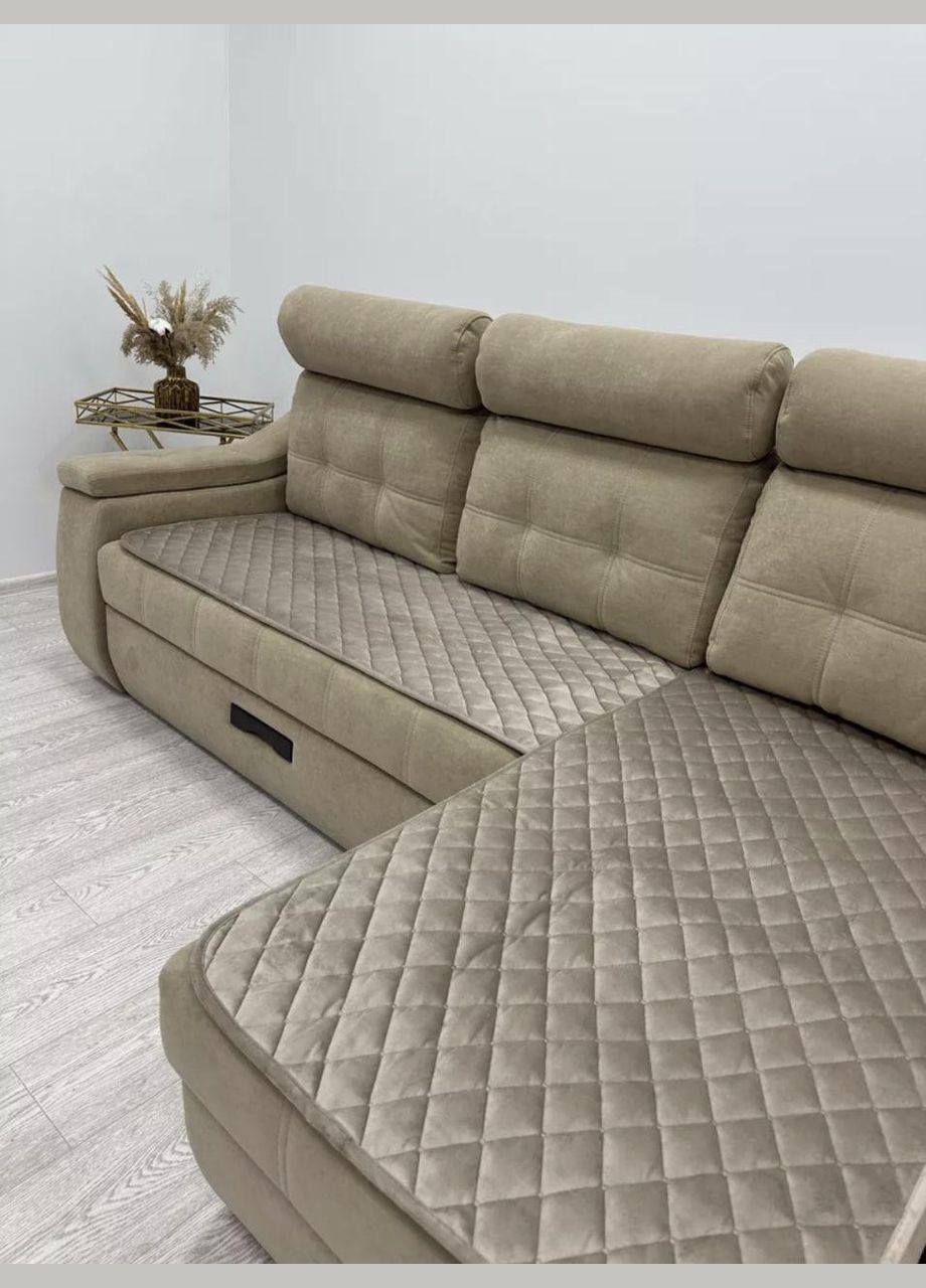 Набір накидок на диван 3в1 90х210 та 2шт 90х160 Капучино (П4К-am-divandek-0015) No Brand (323160879)