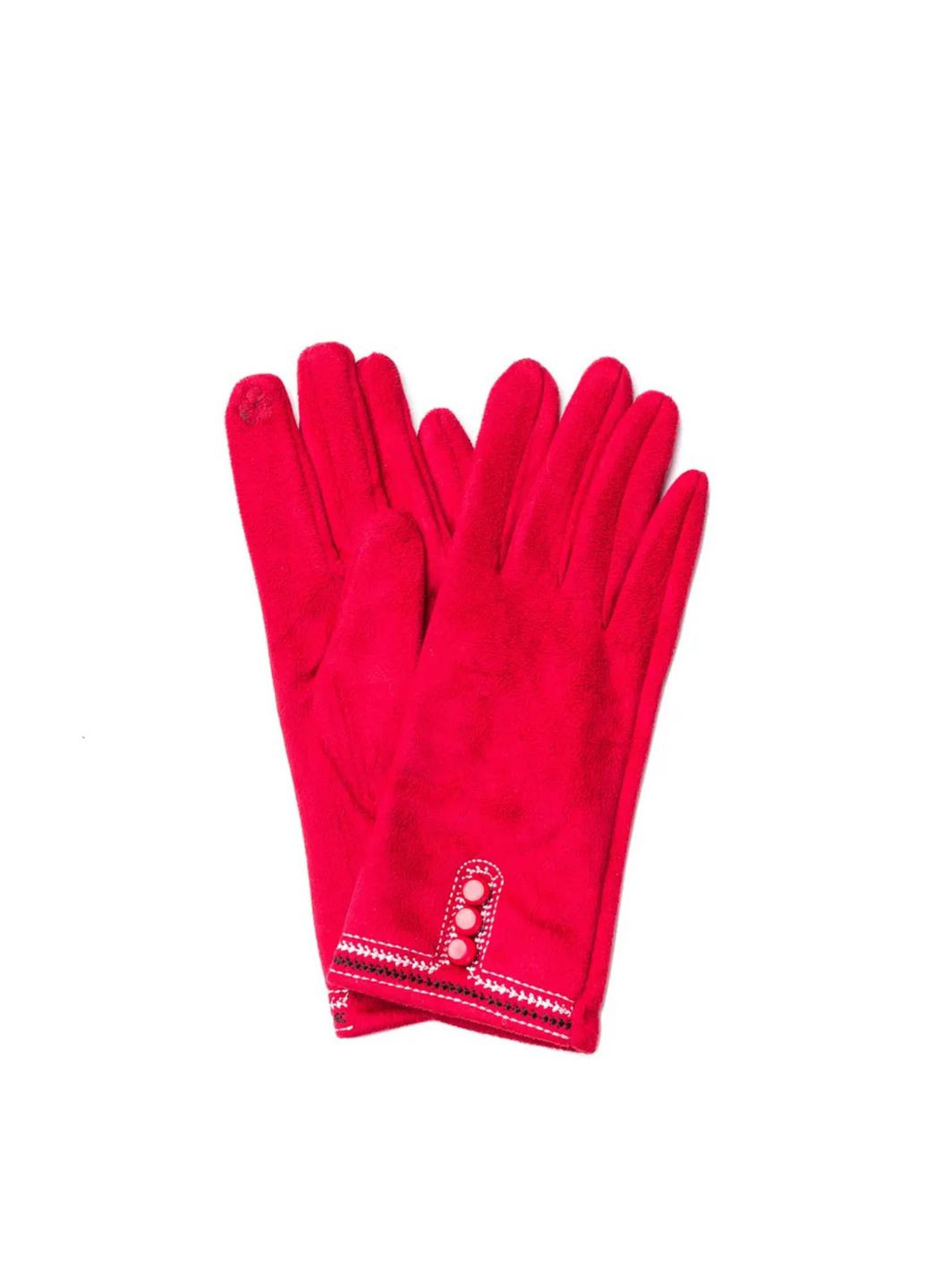Перчатки Smart Touch женские экозамш красные LuckyLOOK 688-590 (290278295)
