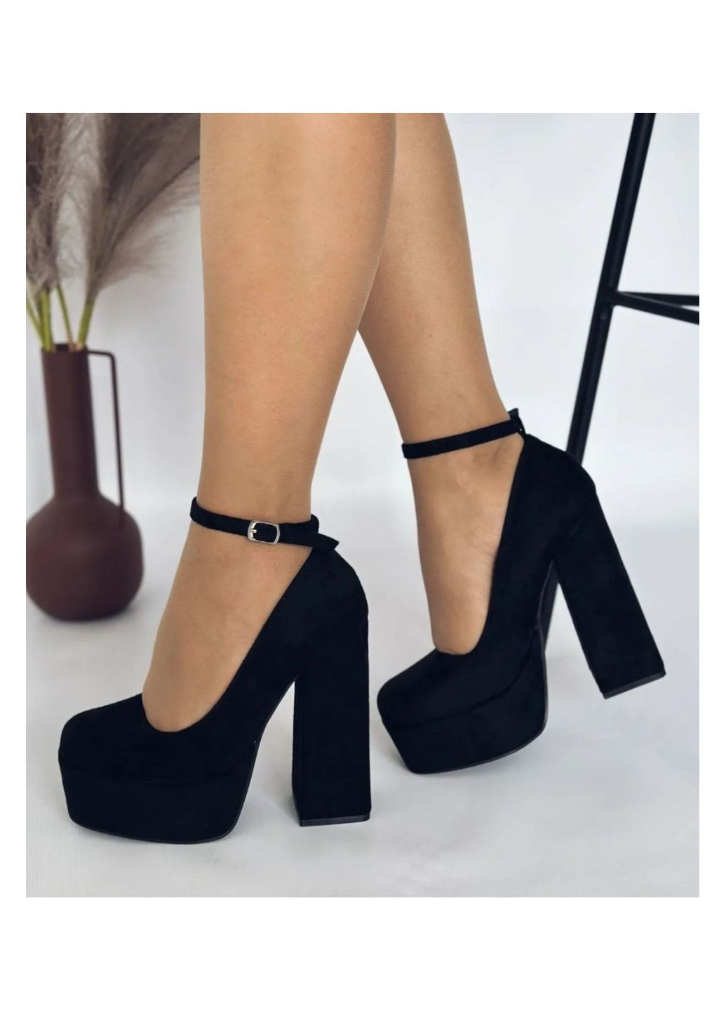 No Brand Стильні жіночі туфлі чорний з штучна замша, — всесезон (301776796)