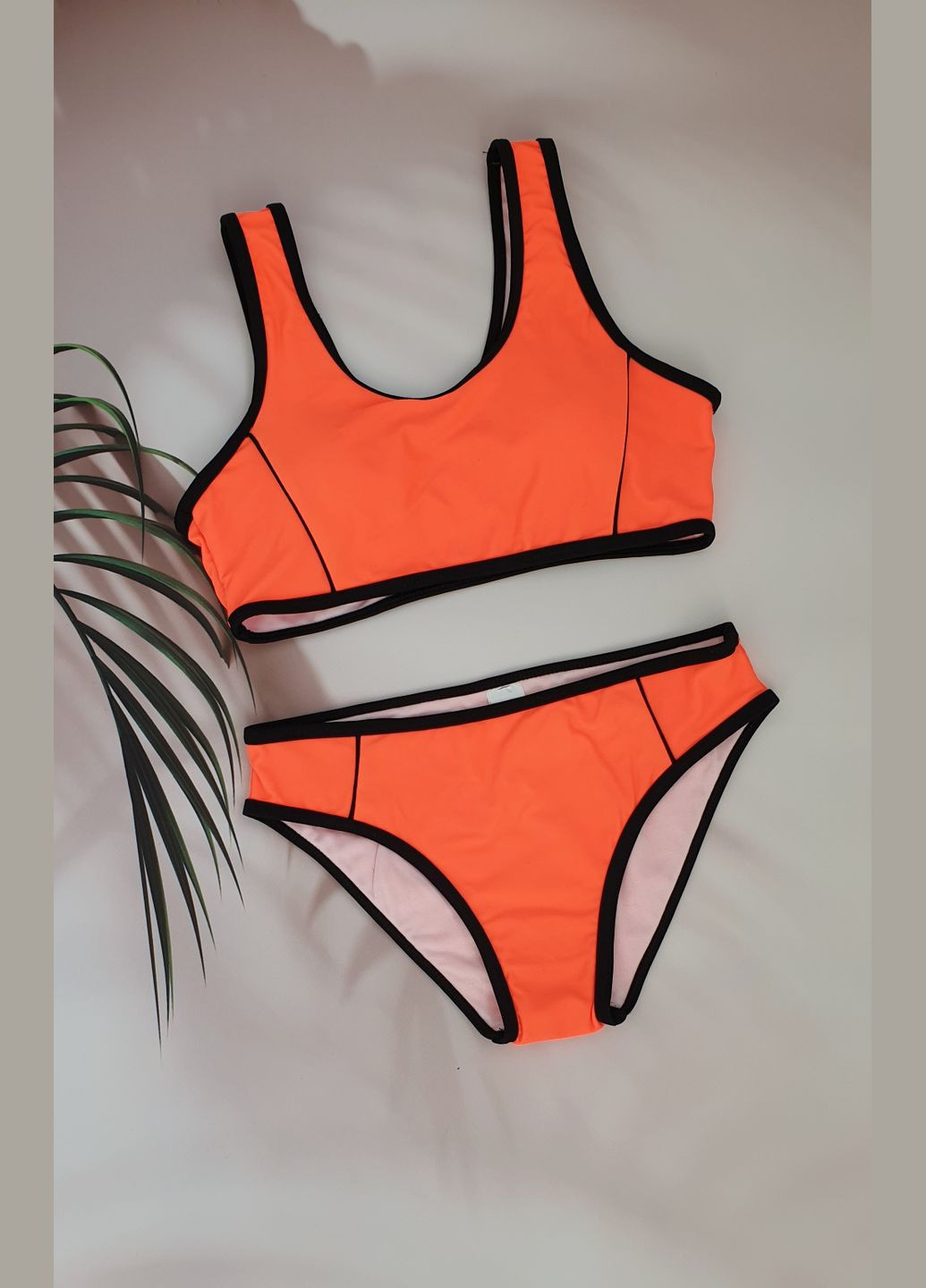 Оранжевый летний стильный подростковый купальник для девочек раздельный No Brand