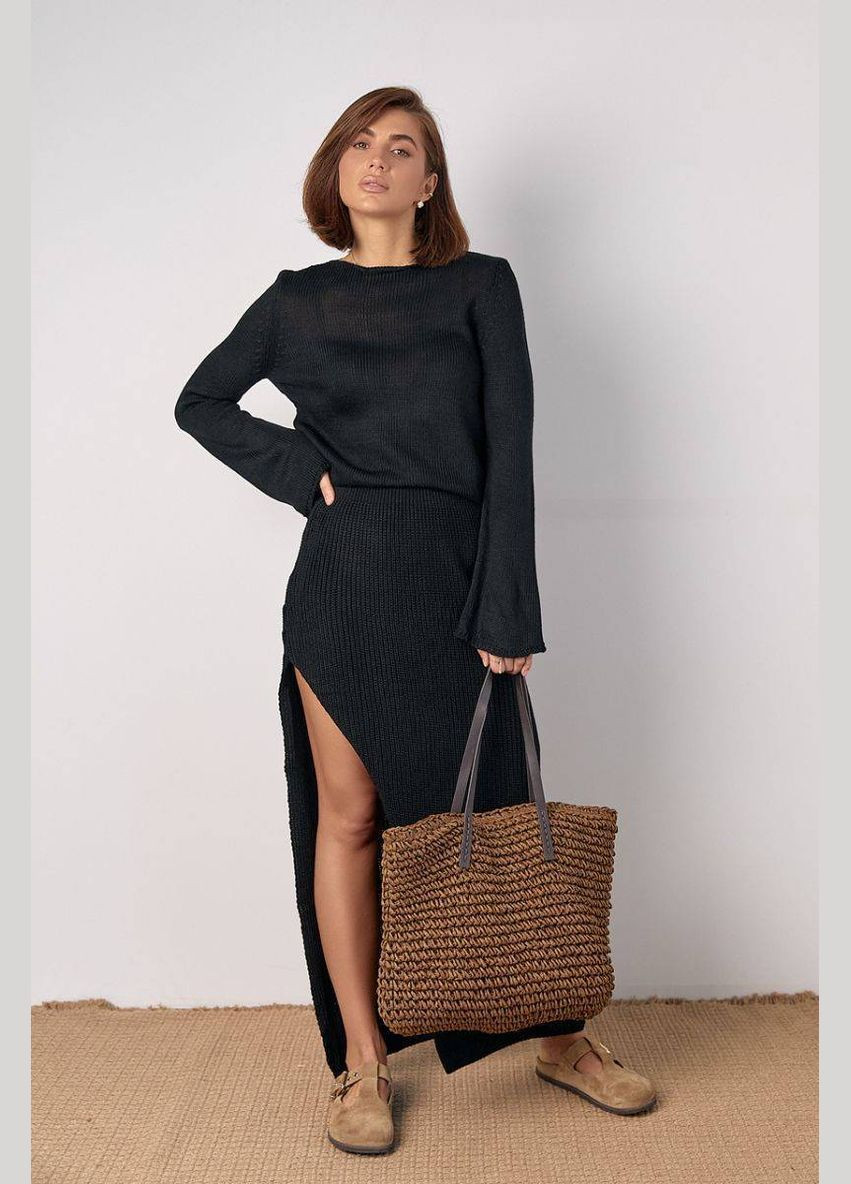 В'язаний костюм з джемпером та довгою спідницею з розрізом по нозі Lurex Костюм-двойка (327218289)