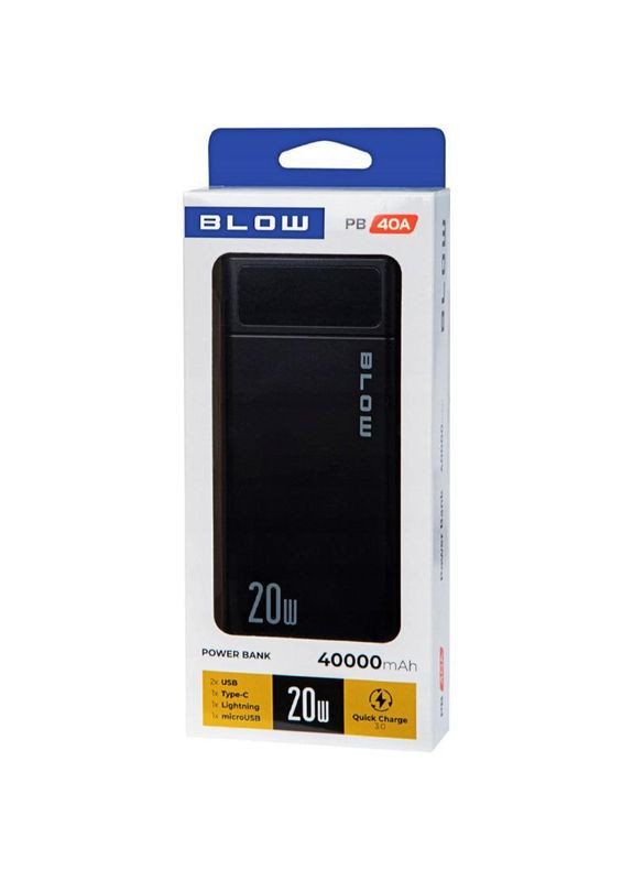 Повербанк 40000mAh QC 3.0 USBC, швидка зарядка для планшетів та телефонів Blow (282026614)