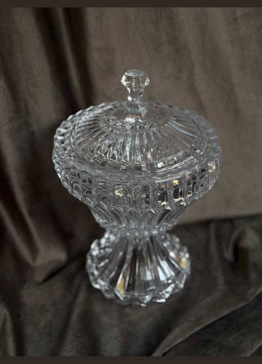 Фруктовниця на ніжці Lotus із кришталевого скла з кришкою Прозорий HP-19-140 Yiwu (338195352)