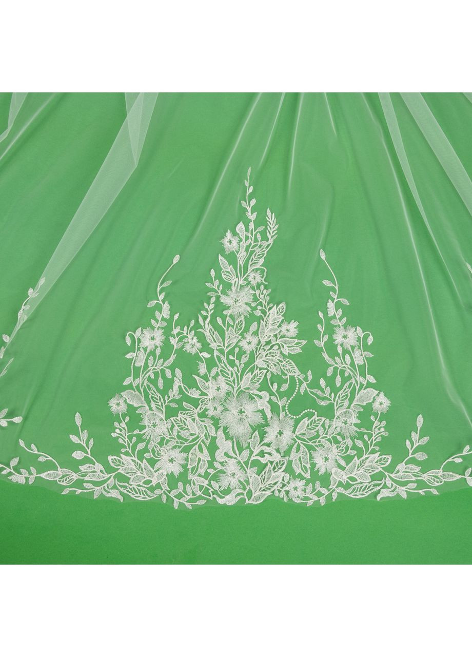 Длинная свадебная фата с вышивкой внизу 3 м, Айвори. No Brand (369162912)