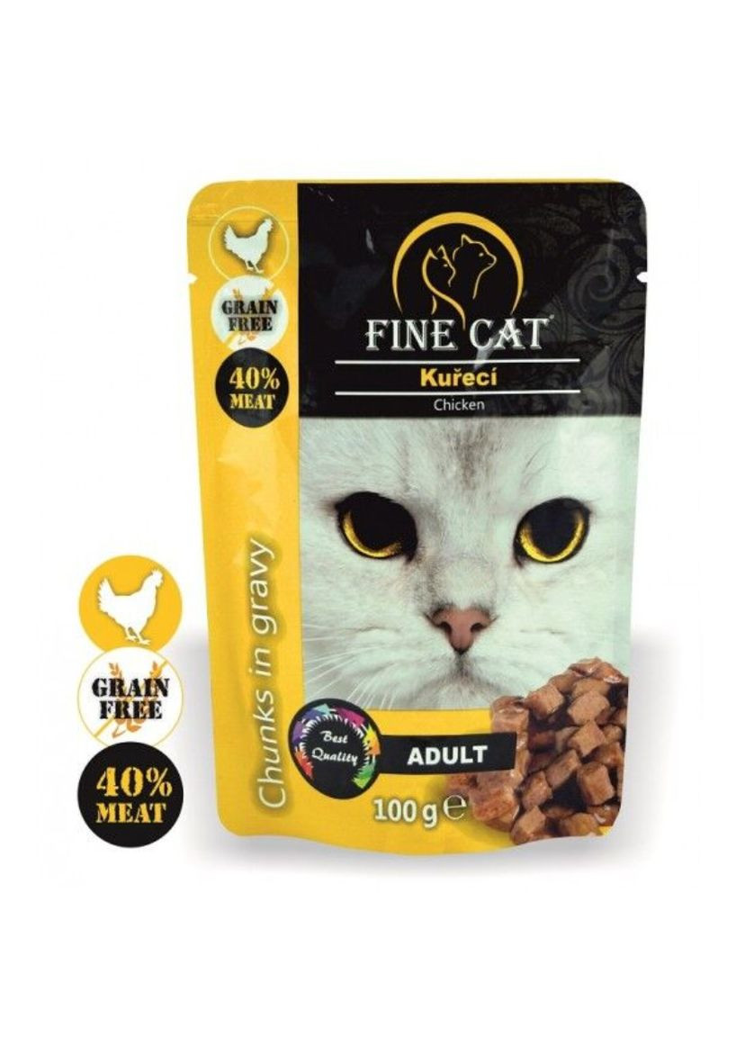 Консерва для дорослих котів 8001 Green Free зі шматочками курячого м'яса в соусі 100 г Fine Cat (271985277)