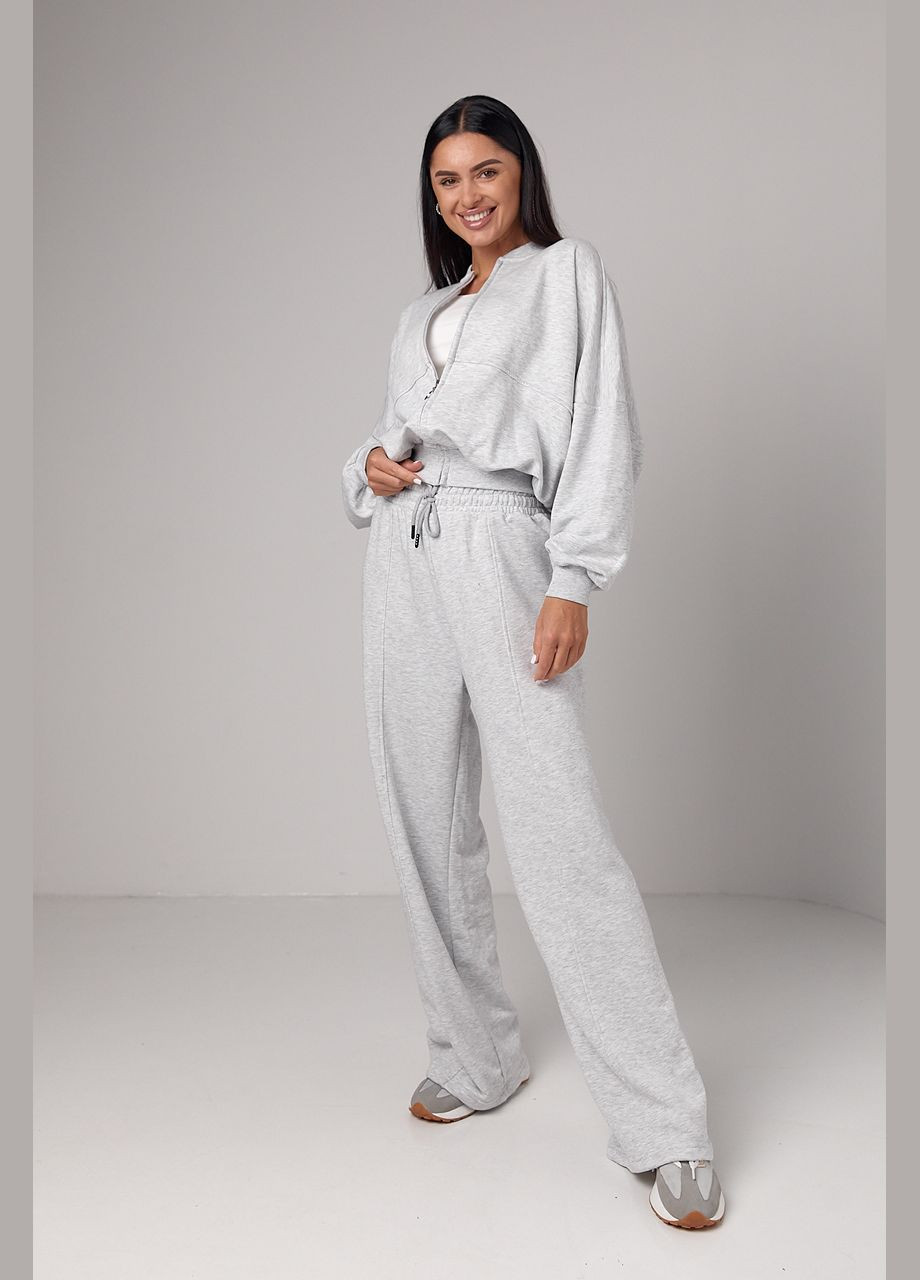 Спортивний костюм з прямими штанами та кофтою на блискавці - чорний Lurex (300591761)