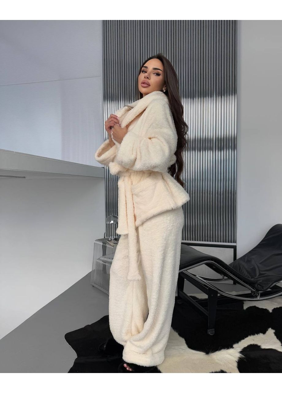 Молочна жіноча махрова піжама Osoblyva