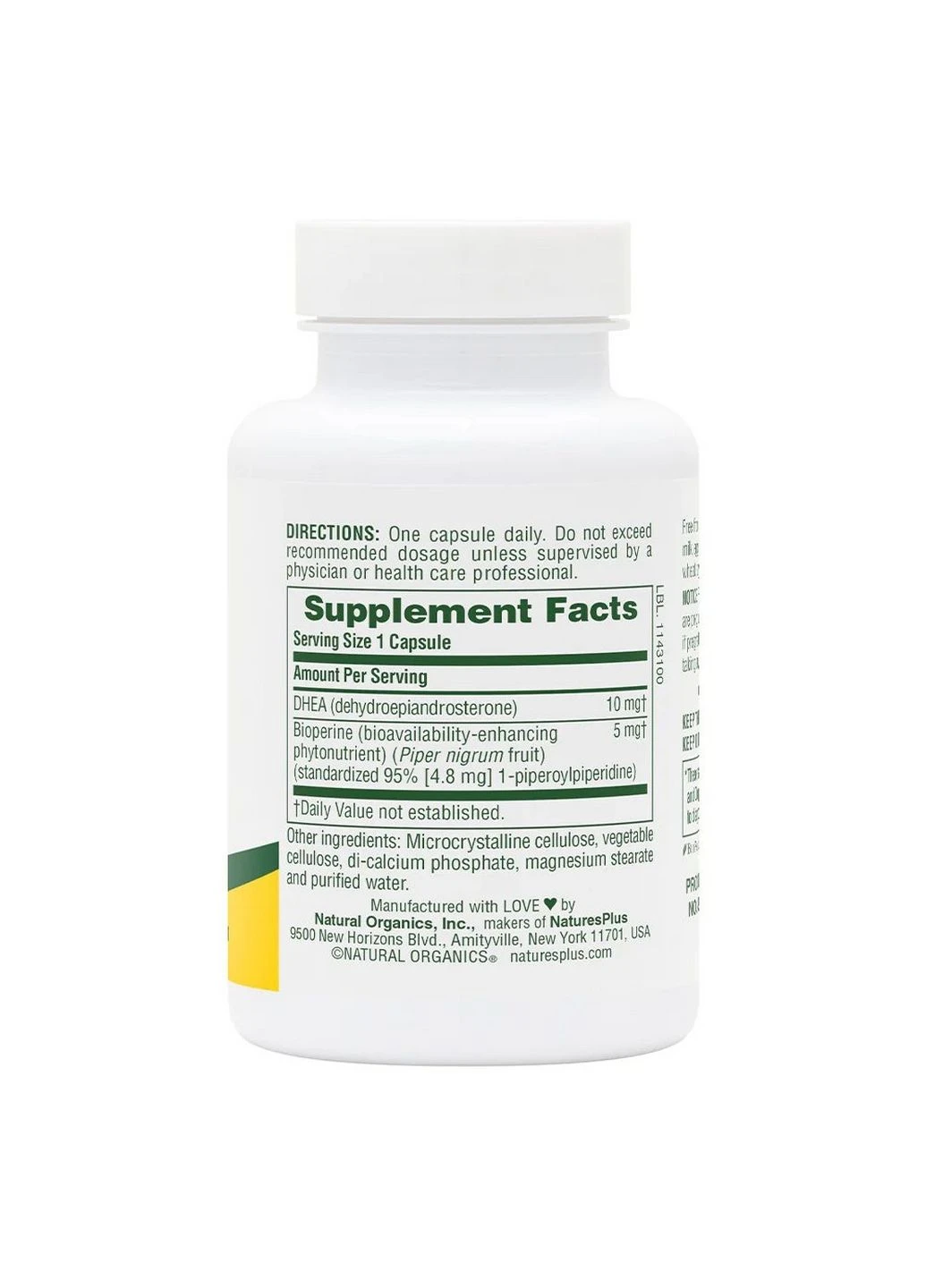 Стимулятор тестостерону DHEA-10 with BioPerine, 90 капсул Natures Plus (293340934)