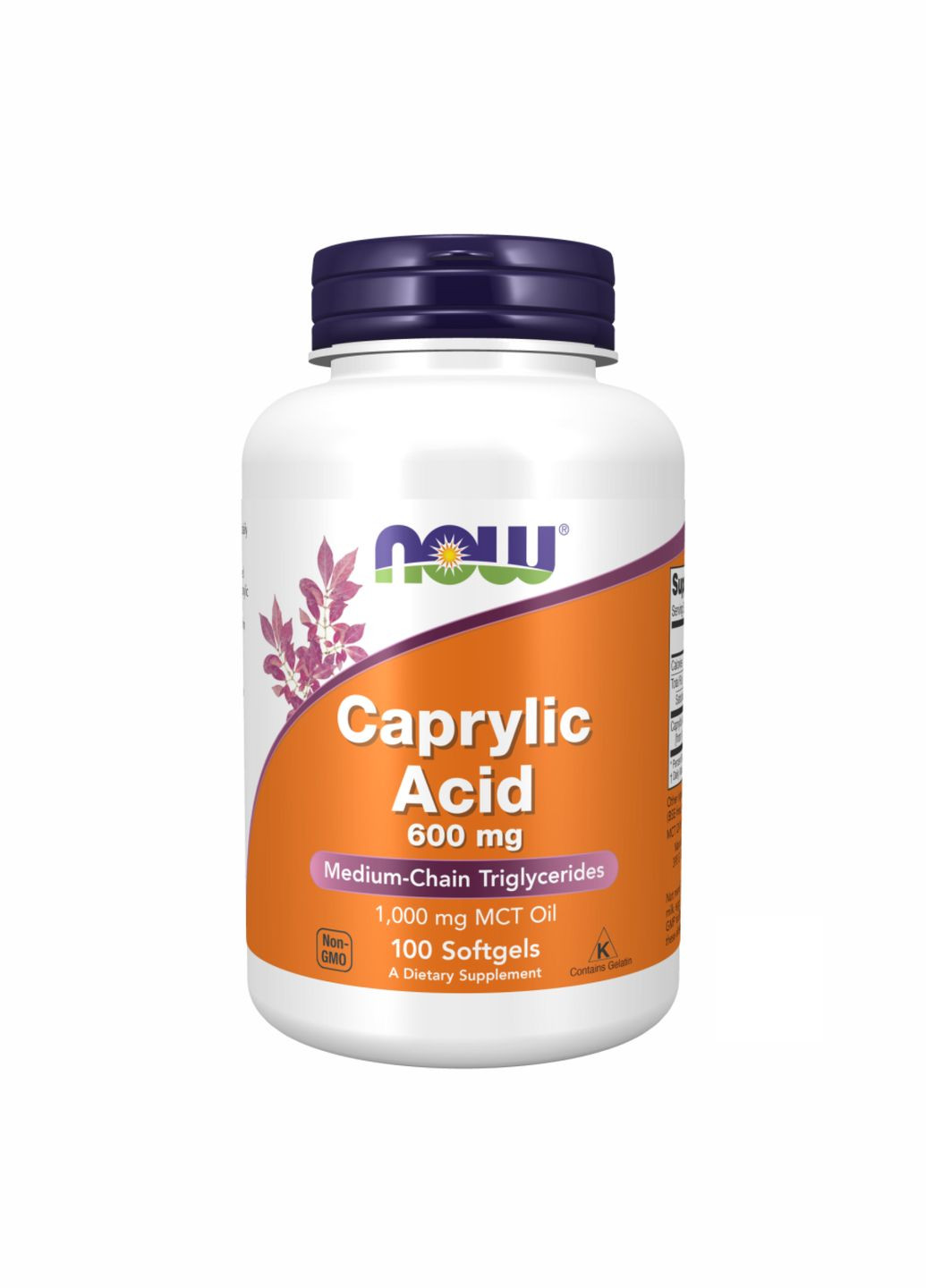 Каприловая кислота для пищеварения 600мг 100 капсул без сахара Now Foods (367956986)