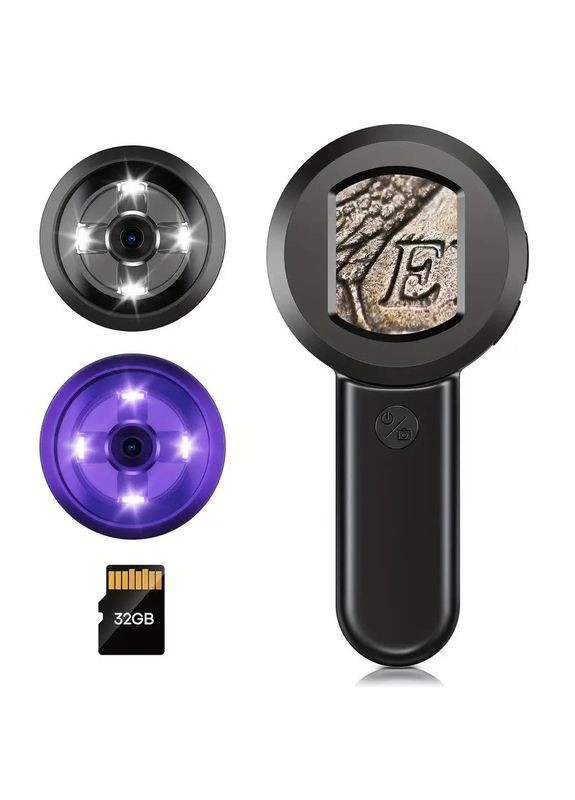 Портативный цифровой мини микроскоп с подсветкой, UV-режимом, подключением Type-C, лупа, увеличение 1000х, No Brand (366303932)