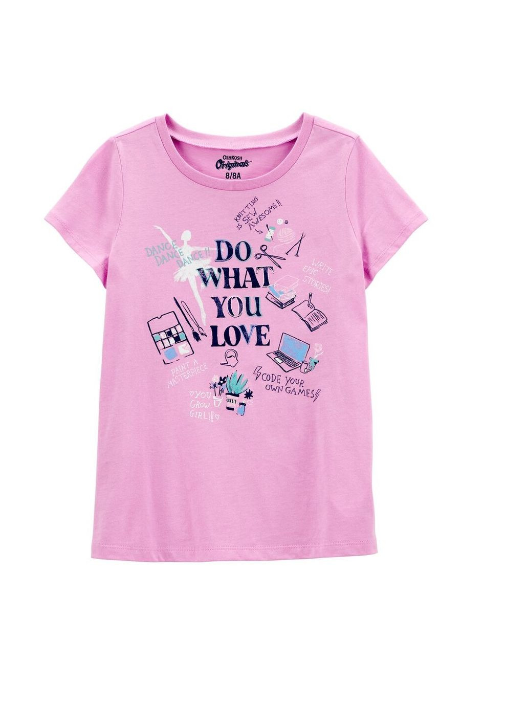 Бузкова літня футболка на дівчинку OshKosh
