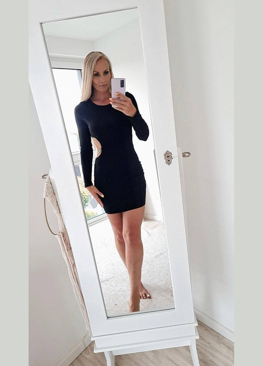 Черное праздничный, вечернее, кэжуал женское черное платье No Brand однотонное