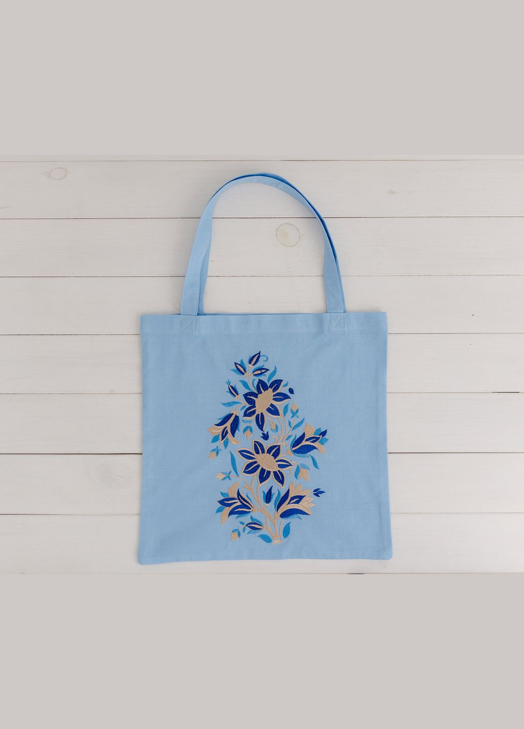 Шоппер с вышивкой Весенние колокольчики голубой No Brand (327093797)