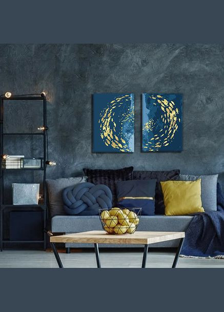 Набір картин з поталлю за номерами Синій вир (ITR-048) 2 шт в наборі Riviera Blanca (303135740)