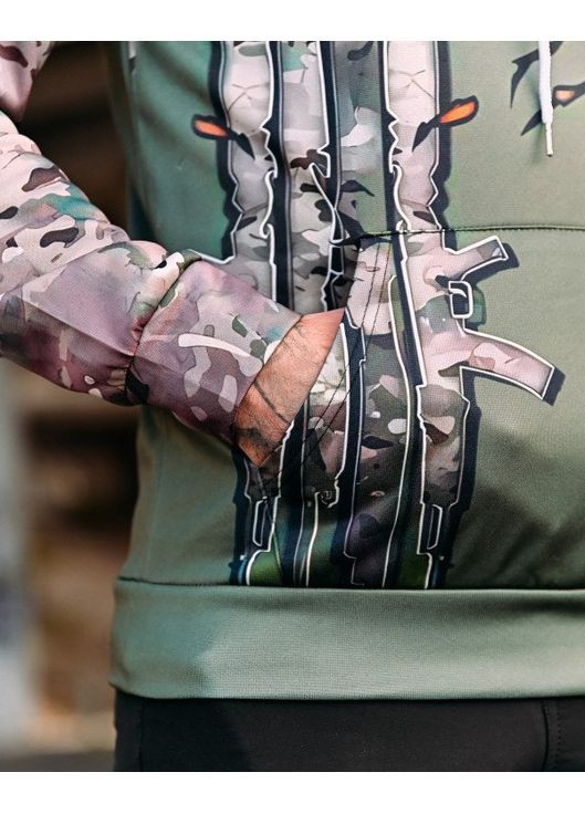 Армійське чоловіче худі на флісі з принтом олива Freedom (363849589)