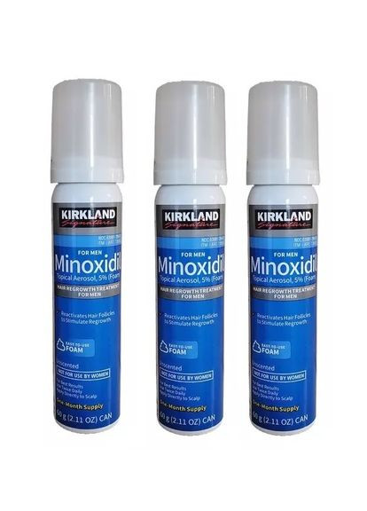Піна для лікування випадіння волосся у чоловіків Minoxidil 5% (60 гр) 3 флакона на 3 месяца Kirkland (296935318)