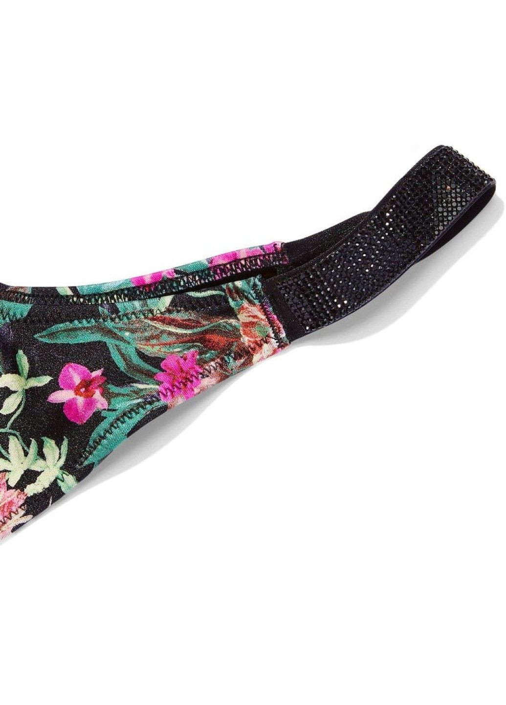 Комбинированный купальник shine strap wicked bikini top & brazilian bottom black palm раздельный Victoria's Secret