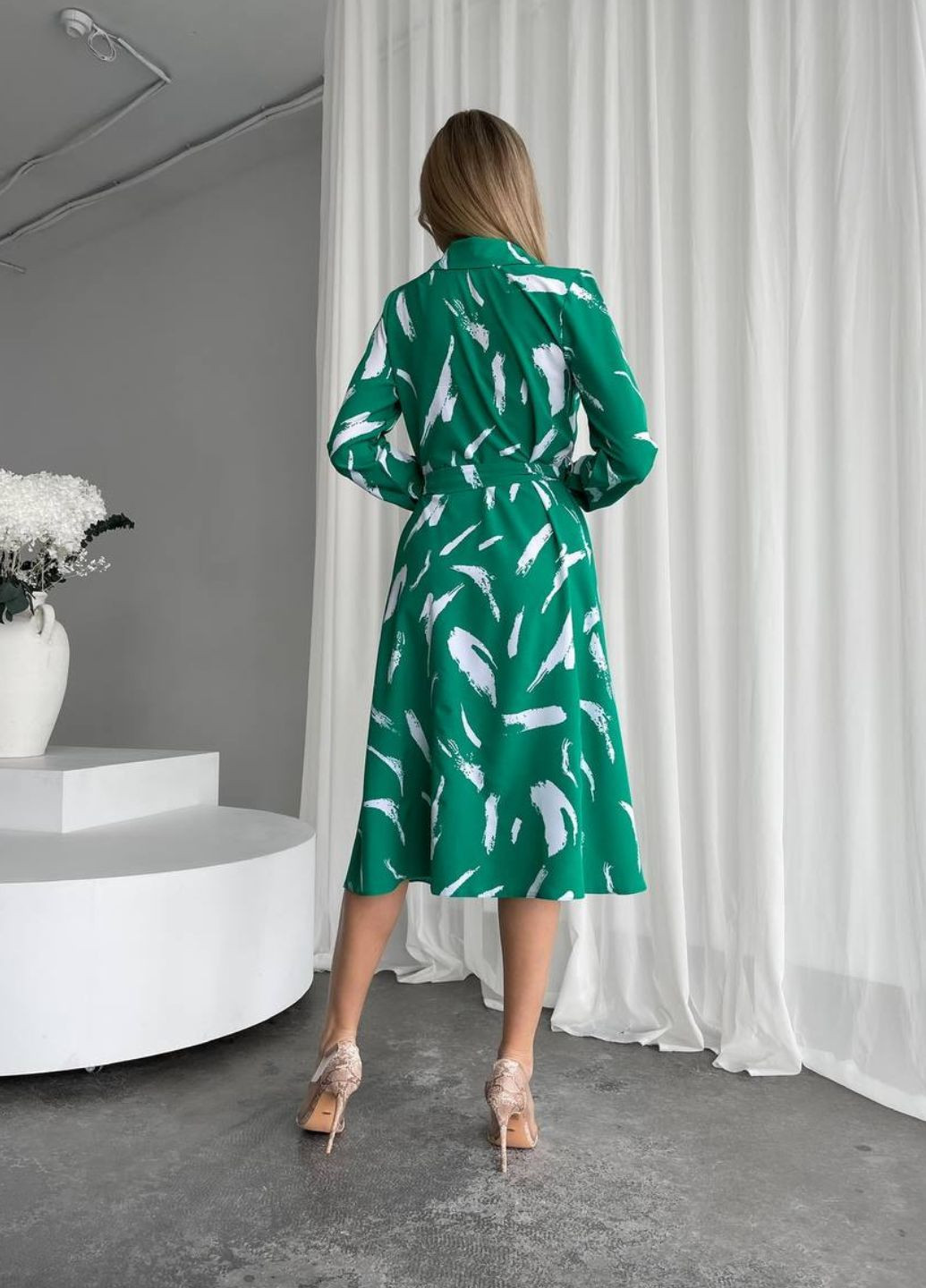 Зелена повсякденний розкішна повсякденна сукня No Brand з абстрактним візерунком