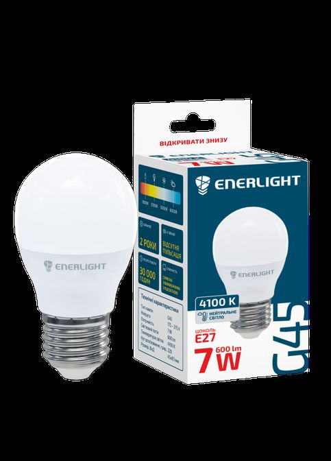 Лампа светодиодная G45 7Вт 4100K E27 Enerlight (333034459)