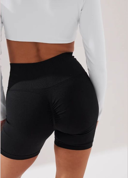 Велосипедки женские с пушапом короткие спортивные шорты с высокой посадкой черные No Brand (338425436)