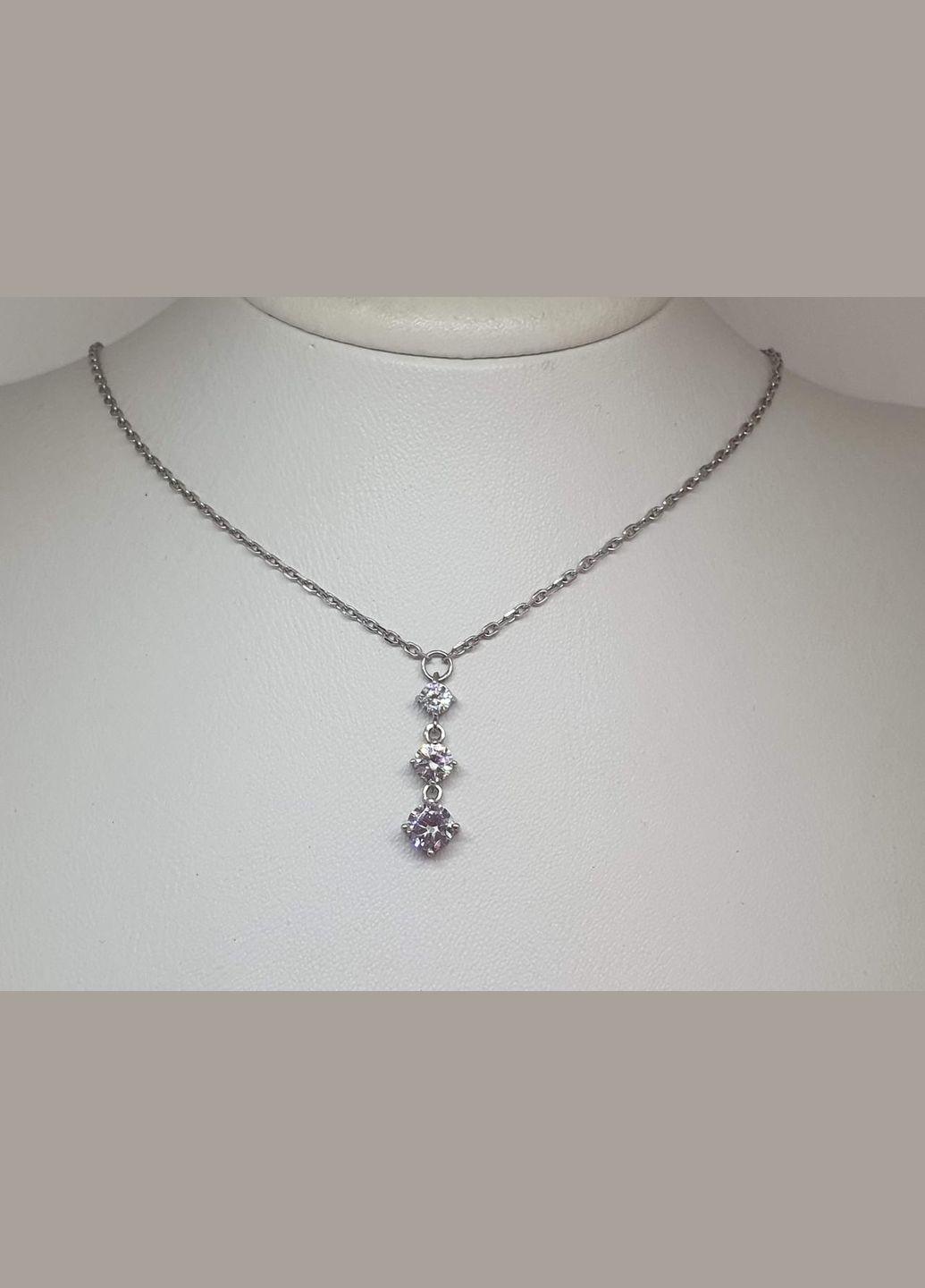 Срібне кольє "Луна" з фіанітами. 8073Р-CZ ЕХО 40 AGNI (322578656)