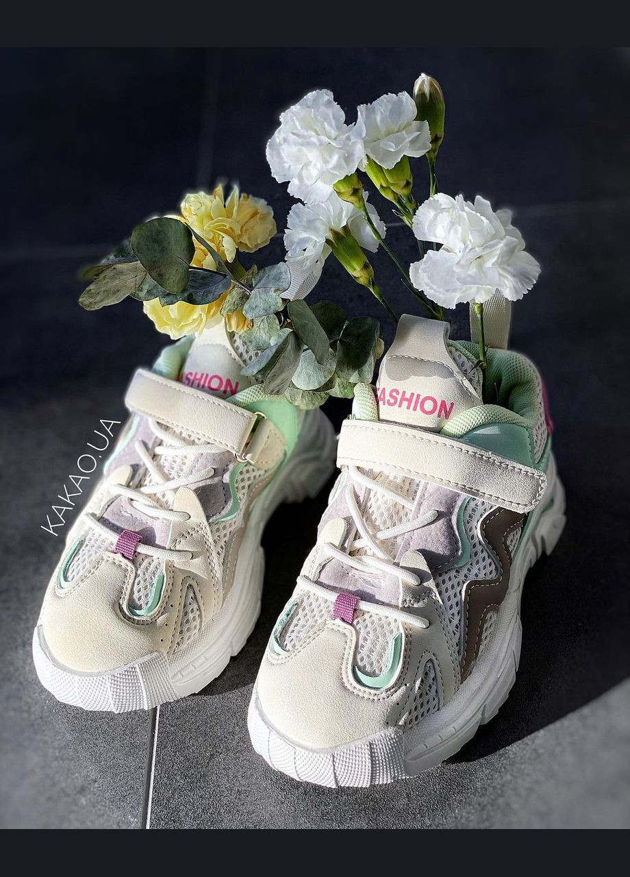 Комбіновані всесезонні кросівки дитячі для дівчинки із пастельними вставками (розмір 35 - 21,8 см) No Brand