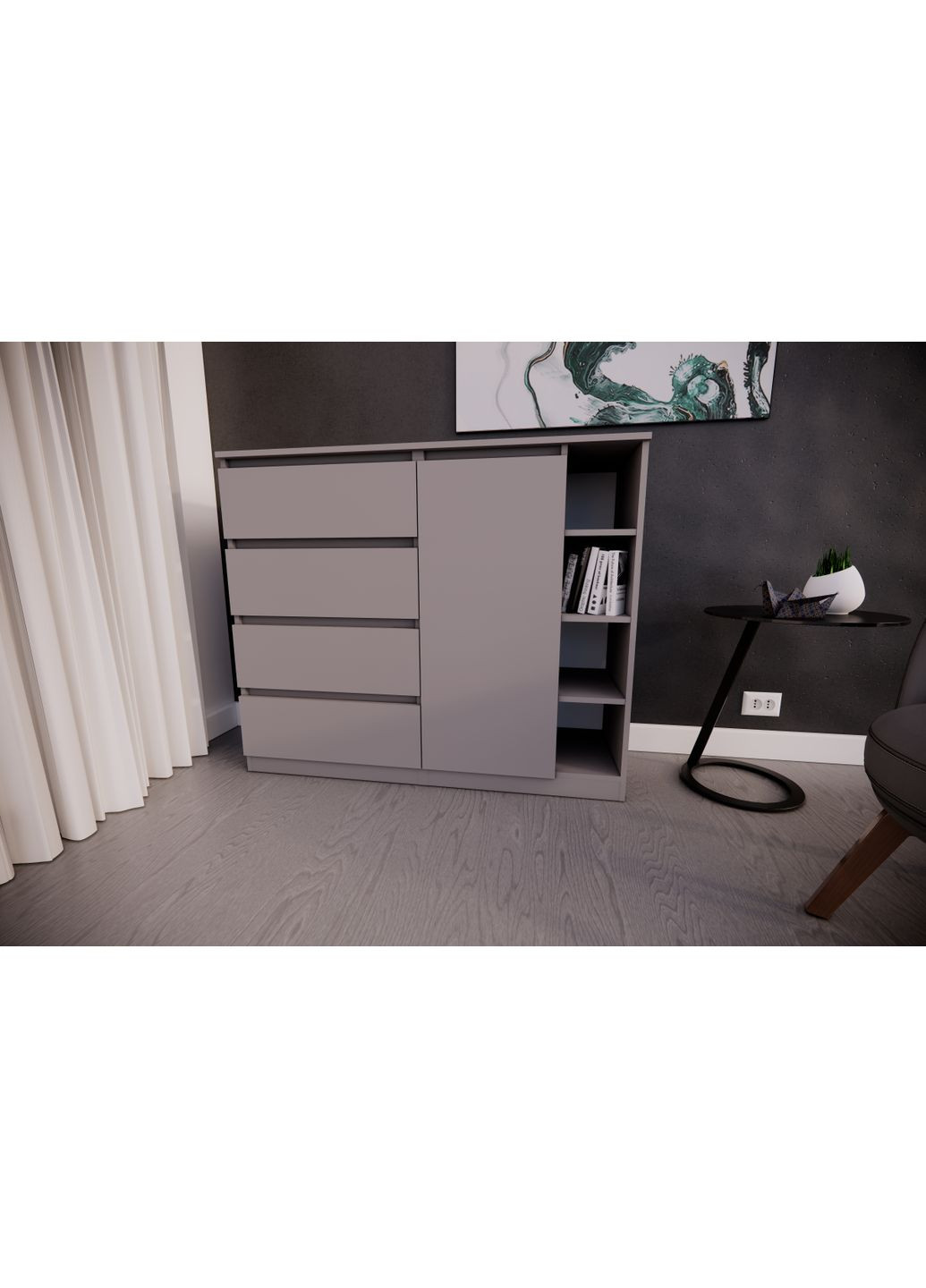 Комод на 4 ящика с открытой нишей MEBEX (356509056)