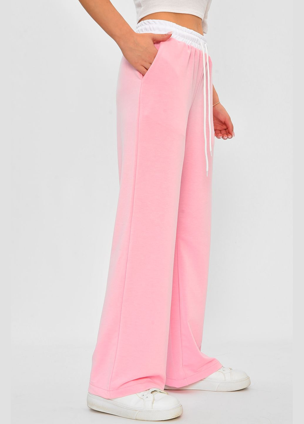 Штаны женские расклешенные розового цвета Let's Shop (336387645)