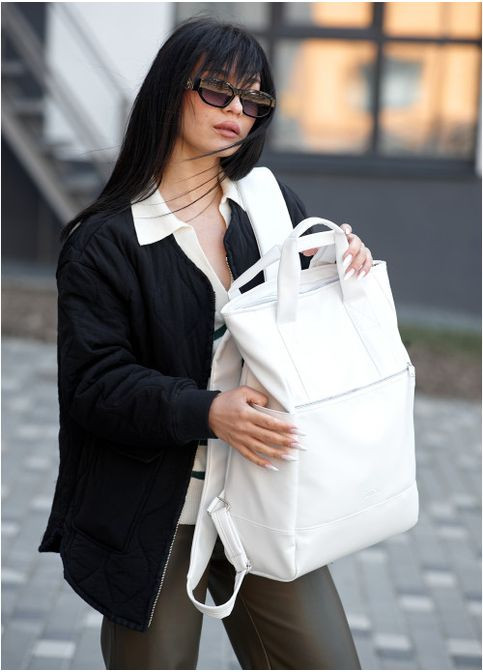 Жіноча сумка-рюкзак з відділенням під ноутбук Біла (7430311545) Sambag (360965703)