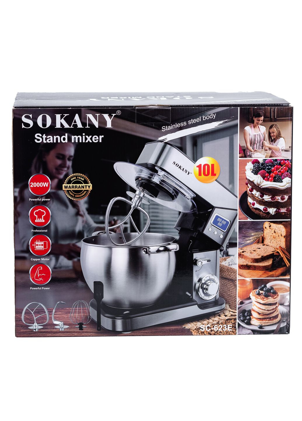 Миксер планетарный SC-623E с чашей из нержавеющей стали на 10 л. Sokany (361678139)