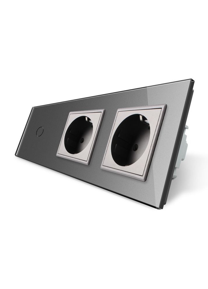 Умный сенсорный проходной/перекрестный выключатель 1 сенсор 2 розетки стекло (VL-C701SZ/C7C2EU-15) Livolo (371777238)