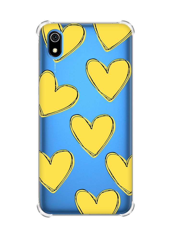Чехол с утолщенными углами для Xiaomi Redmi 7A:: Сердечка желтые (принт 259) Creative (360659176)